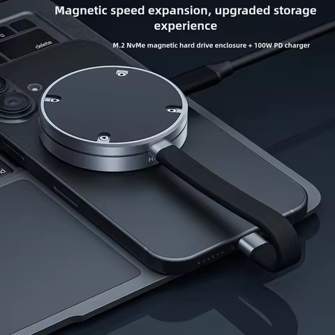 Magnetic M.2 2230 2242 NVMe SSD Enclosure 10Gbps Hard Drive Box USB C 3.2 Gen2 to NVMe PCI-E PD 100W