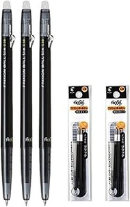 Pilot FriXion Ball Slim 038 Retractable Erasable Gel Ink Pen, Extra Fine Point 0.38mm, Black Ink, 3
