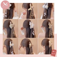 Korean version of plush grip hair ball tassel pendant bow knot hair clip with curly hair on the back