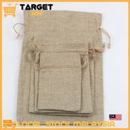 Burlap Pouch Beg Cloth Guni Hessian Doorgift Drawstring Vintage Beg x 1pcs