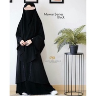 030424 Abaya Mawar Series Black By Alfi Huraiyah| Fashion Muslim Gamis