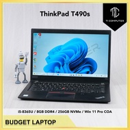 Lenovo ThinkPad T490s Intel i5-8365U 8GB RAM 256GB NVMe SSD Win 11 Pro Refurbished Laptop (Used Cond