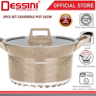 DESSINI ITALY GSB-32 Granite Die Cast Aluminium Non Stick Casserole Pot Bowl Deep Fry Pan Cookware T