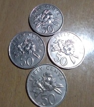 Uang Koin 50 Fifty Cents Singapore Tahun 1993, 2010, dan 2011