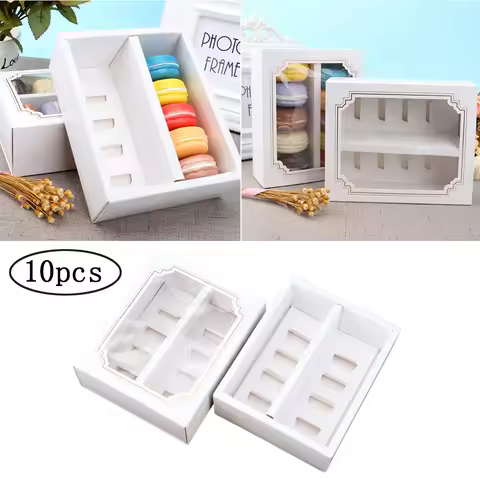 10pcs Paper Macarons Box Packaging Macaron Box With Window Dessert Containers Muffin Cupcake Box Car