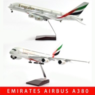 1:160 46cm Emirates Airlines Airbus A380 Aircraft Model Diecast Airplane Resin with Light and Wheel 