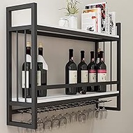Nordic Iron Wine Rack Wall Hanging Racks,Wall Decoration Metal Wine Bottle Storage Shelf ，creative Hanging Cup Rack Display Rack With White Wooden Board (Size : 100x20x61cm) The New