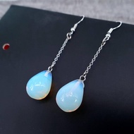 Drop-Shaped Opal Earrings Fashion Chain Ear Hooks Natural Stone Earrings