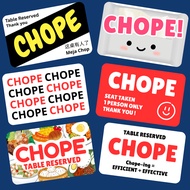 CHOPE CARD | Chope Table | Table Reserved Card | Chope Seat | Hawker Seat Chope | Singapore's Chope-
