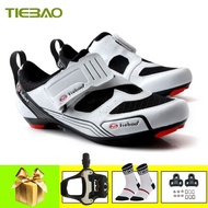 รองเท้าสำหรับปั่นจักรยาน Tiebao ถนนไตรกีฬารองเท้าขี่จักรยานระบายอากาศได้ดี Sepatu Berkendara ได้สำหรับผู้หญิงผู้ชาย