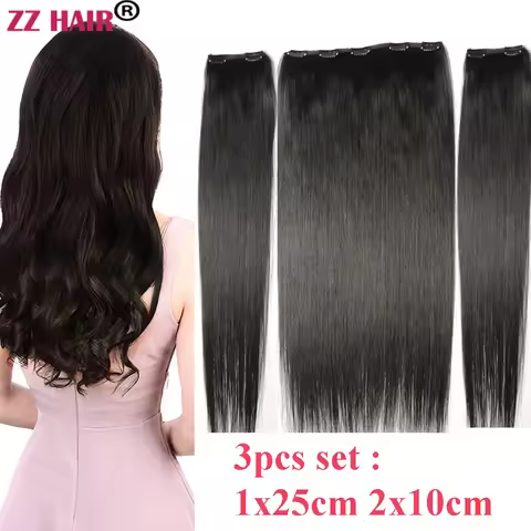 ZZHAIR Clips-in 100% Brazilian Human Remy Hair Extensions 16"-28" Three Pieces 3pcs Set 100g-200g 1x