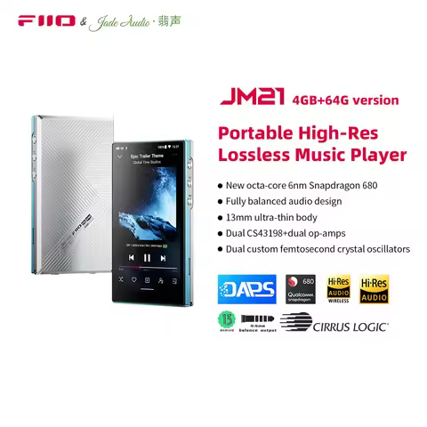 FiiO JM21(4+64GB) Android 13 Hi-Res Music Player MP3 with Snapdragon 680, Bluetooth WiFi USB DAC