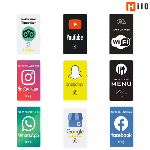 Hilo Universal NFC Google Review Cards Facebook Instagam for iPhone/Android Tap URL Writing Social B