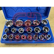 19 Pcs 12 Point Multi-Function Socket Set | Spline Socket Set