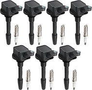 7PCS DG565 Ignition Coils + 7PCS 95605 Iridium Spark Plugs Ignition Coils Pack Fits for 2018-2020 F1