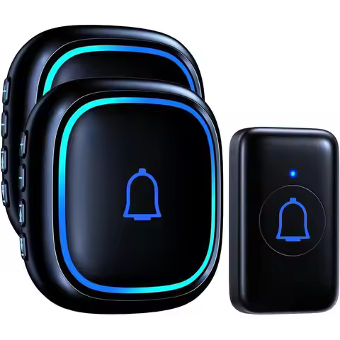 Waterproof Doorbell Kit with 2 Receivers, 1000ft Range, 66 Tunes, 7 Volume Levels, 115dB, LED Flash,