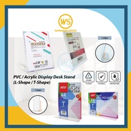 PVC / Acrylic Stand Display | T-Shape / L-Shape Display Stand Holder / Card Stand - Vertical / Horiz