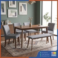 HI SEASON 1+1+4 Wood Dining Set/Meja Makan/Murah Meja Makan Dining Chair/Ikea Home/Furniture/Walnut/