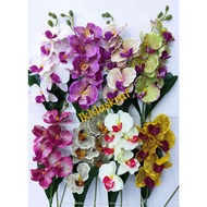 ( HH 1584 )  Bunga okid kain satin /orchid hiasan bertangkai 68cm / 6  bunga kembang