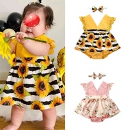 Sunflower Dress for Baby Girl 1 Year Old Baby Dress With Headband Set