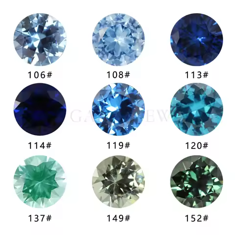 5A Synthetic Spinel Green Blue Stone multi-color 2.0~12mm Size Round Brilliant Cut For Jewelry