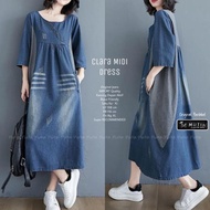 Termurah Clara Midi Dress / Dress Jeans Jumbo Oversize Dress Casual Br