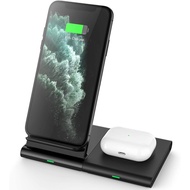 Hoidokly 2 in 1 Wireless Charger, Dual Charging Stand 10W Fast Charging Station for Samsung Watch/Active 2/Gear S3/Buds