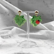 [Limited] Ladybug leaf earrings / korea korean fashion accessories jewelry jewellry item jewel 925 s