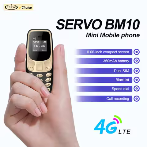 SERVO BM10 LTE Mini Mobile Phone 4G Dual SIM Card Speed Dial Call Recording MP3 Player 0.66" Display