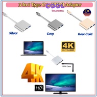 P 3 In 1 USB 3.0 Type C To HDMI USB 3.0 Type-C Converter Cable Thunderbolt 4K Ultra HD Adapter Hub F