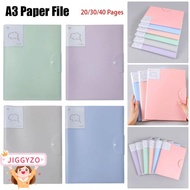 JIGGYZO 1Pcs A3 Document Bag, Student Stationery Picture Album A3 Paper File Folder, 20/30/40 Pages 