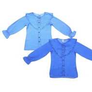 Kids Denim Blouse Budak Perempuan Baju Kemeja Jeans Budak Perempuan Baju Raya Budak