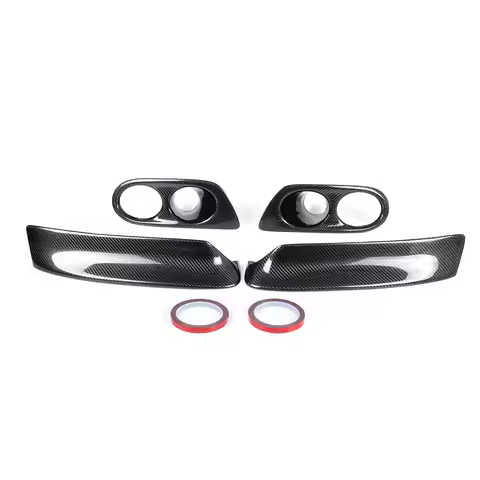 New 2PCS Real Carbon Fiber Car Front Bumper Splitters Lip Diffuser+Fog Light Covers Trim For BMW E46