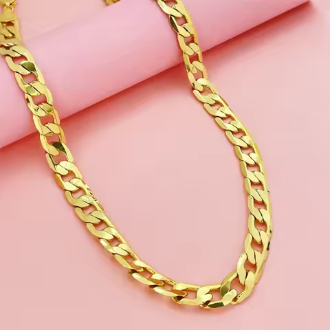 24K Real Gold 10MM Flat Snake Chain, 999 Gold Unisex Geometric Necklace, Hot Sale