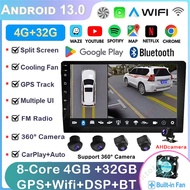 【Cooling Fan】9"/10.1" Octa Core 4G+32G Android13 Car Radio Wireless Carplay Auto 2 din Multimedia Player 360 Panoramic Camera System Head Unit