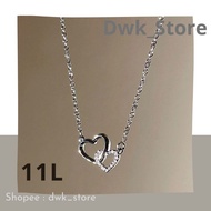 Double Heart Necklace / Double Heart Necklace / Silver Plated Heart Necklace / Beautiful Sweet Women