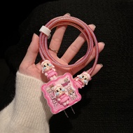 Pink Baby Wrap Set Cartoon Charger Case USB Cable Protector For iphone 20w 18w 35W