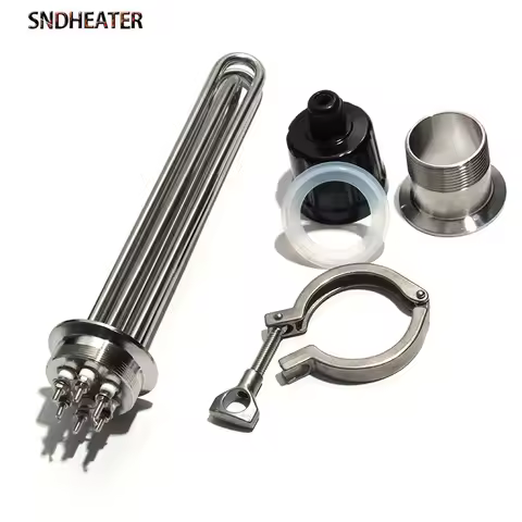 SNDHEATER Brewing Heating Element 2" (OD63mm) Tri Clamp 220V/380V 3/4.5/6/9/12KW SUS304 Immersion Wa