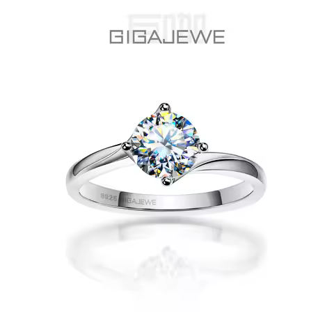 GIGAJEWE Moissanite1.0ct 6.5mm NovaColor VVS1 Round Cut Diamond Test Passed 18K Gold Plated 925 Silv