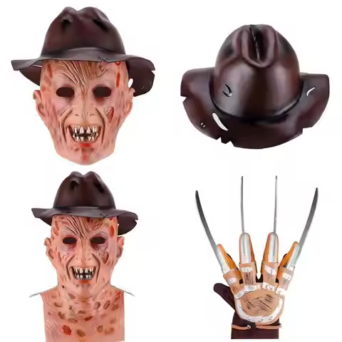 Latex Halloween Scary Freddy Krueger Mask Adult Carnival Party Dress Up Nightmare Horror Costume Swe