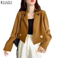 ZANZEA Women Korean Fashion Short Sleeve Flip Collar Blazer