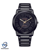 Citizen Eco-Drive AW1217-83E AW1217 Full Black Stainless Steel Analog Mens Dress Watch