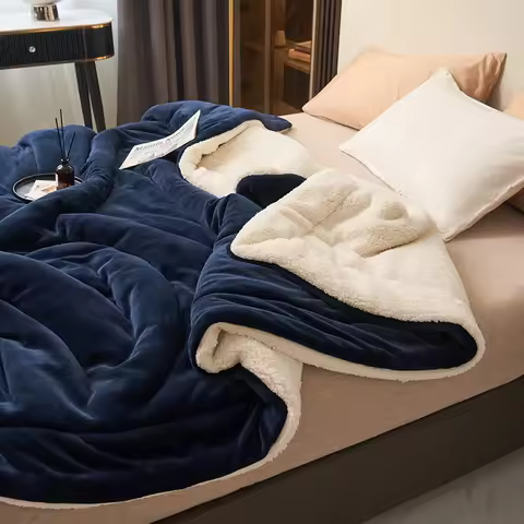 Flannel Sherpa Reversible Blanket, One Side Soft Flannel Other Side Cozy Sherpa Fleece, Lightweight 