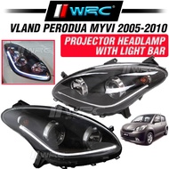 Vland Perodua Myvi 2005-2010 Projector Headlamp With Light Bar