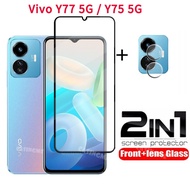 2 in 1 Screen Protector For Vivo Y77 5G Y75 T1X 77Y Y 77 75 VivoY77 5G Full Cover Tempered Glass Fro