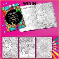 WININ Color By Number for Adult, 190 Pages Anxiety Therapy Coloring Book,  Stress Relief Unique Back