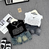 SET OF TRACKET SHIRT WITH JEANS AND BOX BAG FOR PREMIUM BOYS (BOC) Baju Budak Lelaki Set Seluar Jean