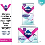 Libresse SensitiV Sanitary Maxi Night Secure Pad Hypoallergenic (32cmX10s),(41cmX6s)
