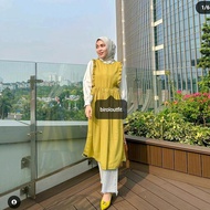 SABRINA LONG OUTER/DRES SABRINA/LONG VEST baju casual Dress Muslim Wanita  Hitam Cantik Panjang Form