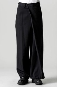 Yohji Yamamoto Pour Homme 山本耀司 - 羊毛華達尼 左側褲衩不對稱寬褲 變形 褲裙 氣球褲 寬褲 裙褲